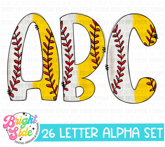 Baseball/Softball Alpha Doodle Set