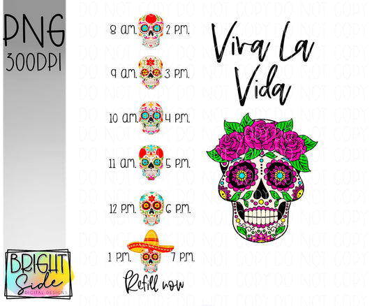 Viva La Vida sugar skull water bottle wrap design