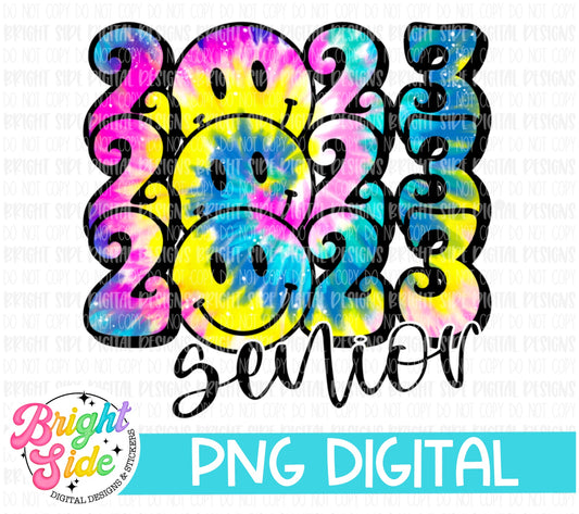 Retro Senior 2023 smiley tie dye