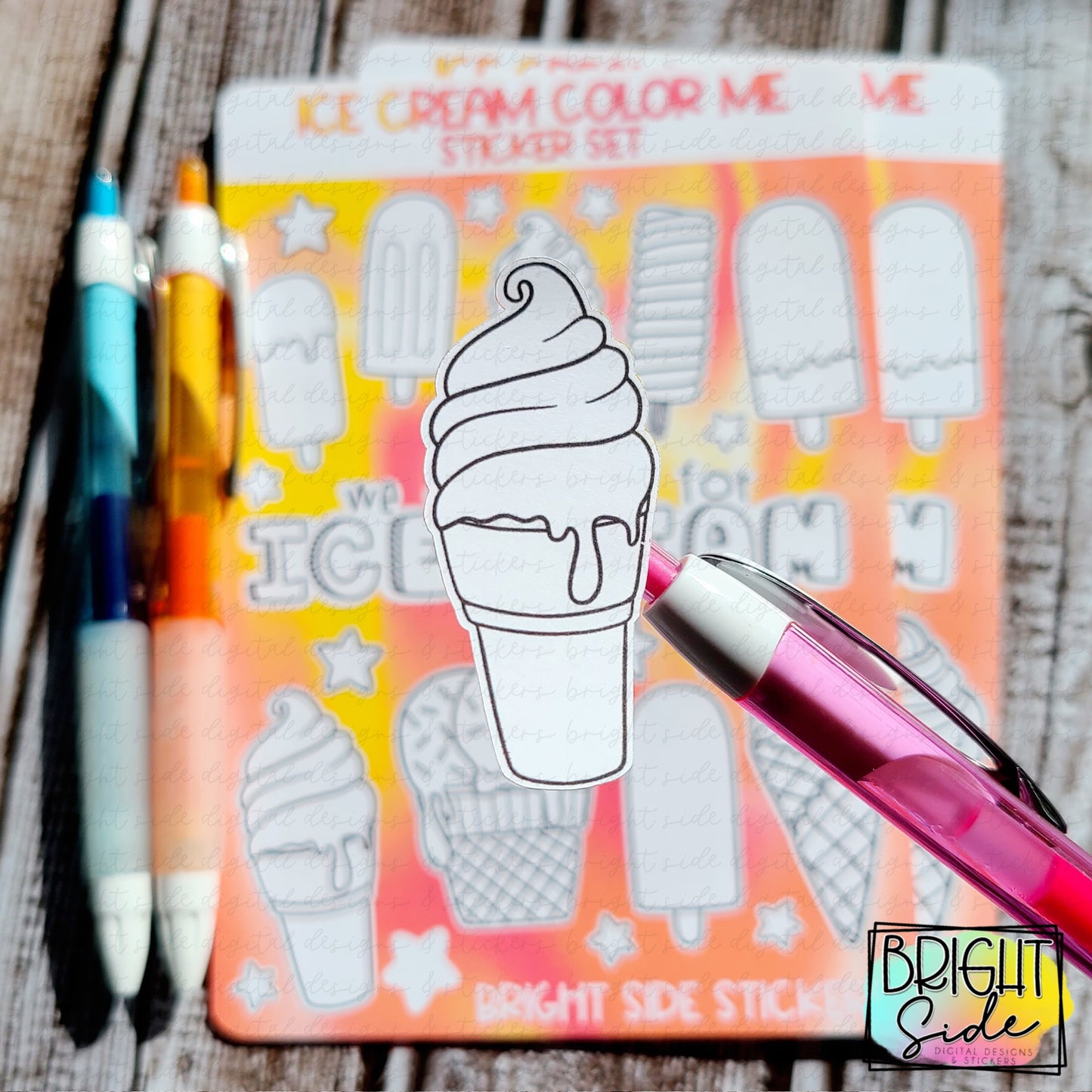 Ice cream color me sticker set