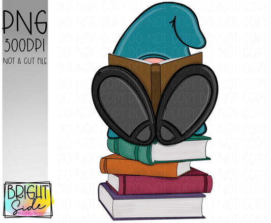 Book stack reading gnome