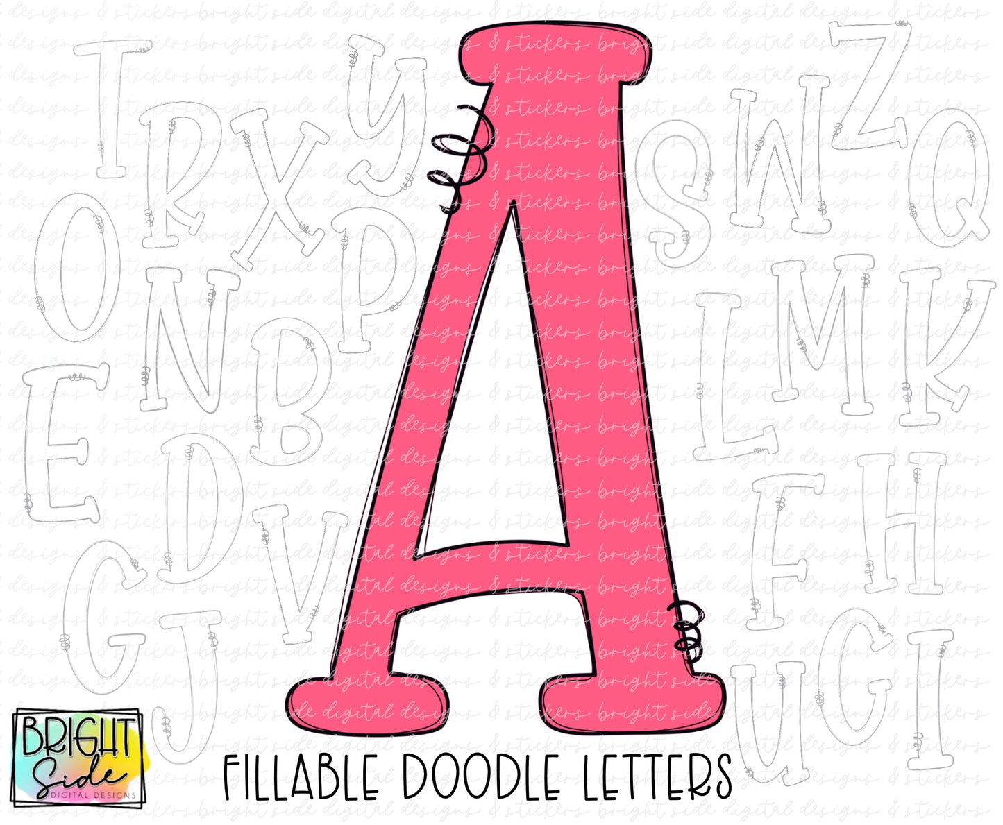 Fillable Doodle Letters Set three