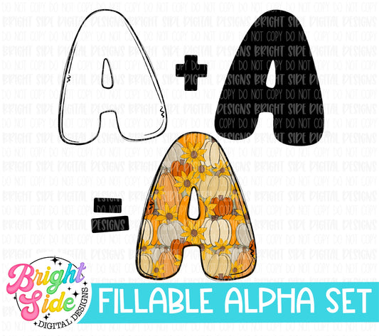 Chunky Doodle Fillable Letter Set (outline and insert)