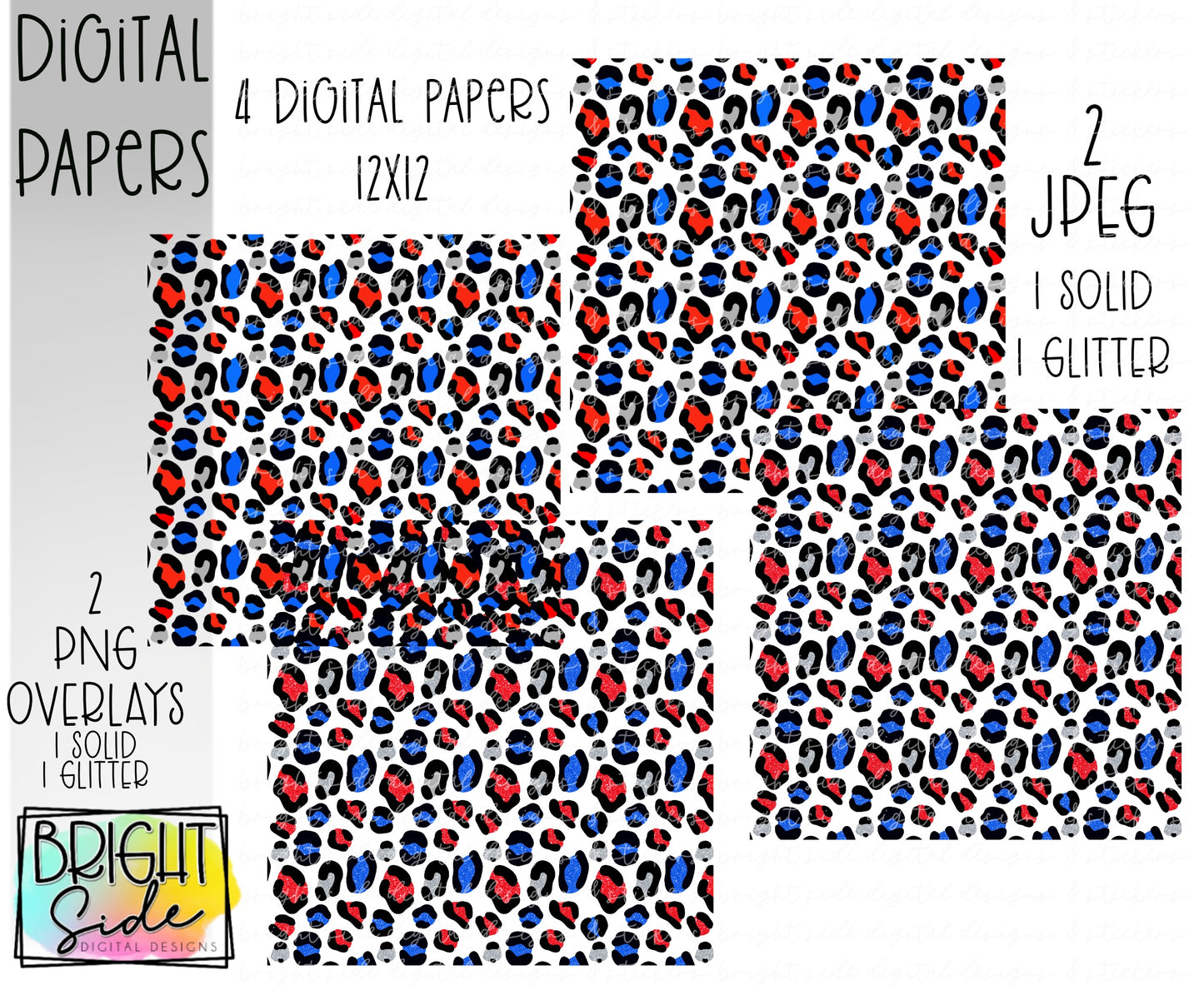 Patriotic leopard digital papers