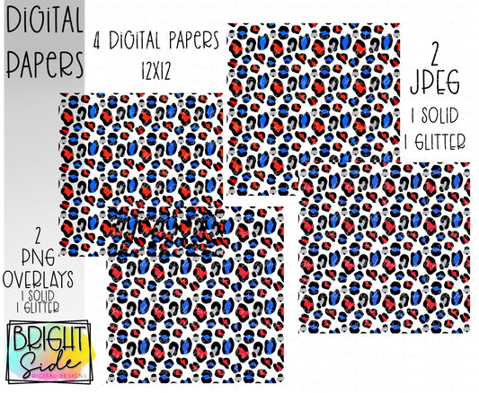 Patriotic leopard digital papers