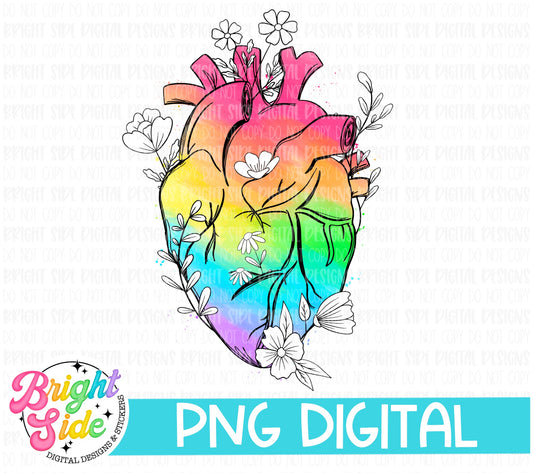 Rainbow floral heart