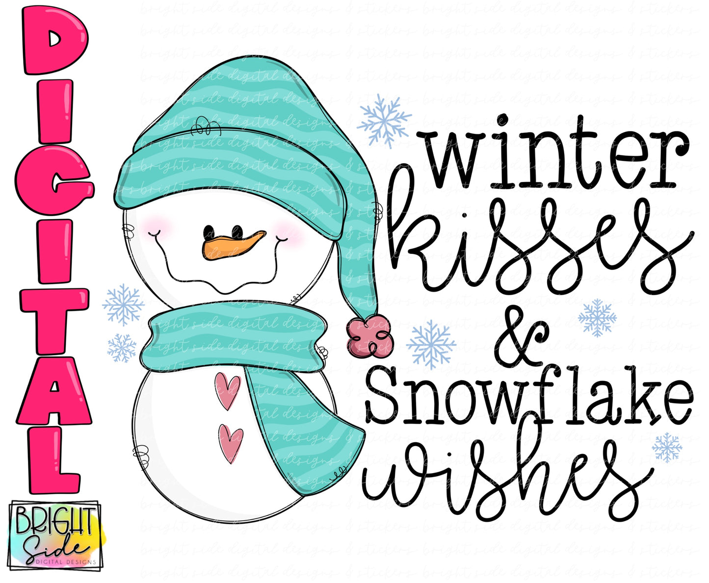 Winter kisses & snowflake wishes