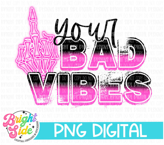 F your bad vibes neon middle finger -black