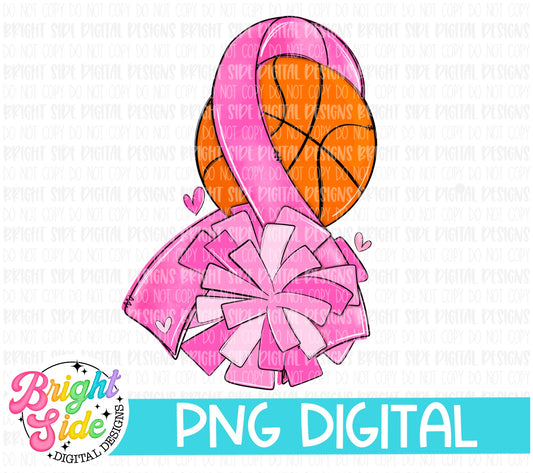Basketball Cheer Pink Ribbon