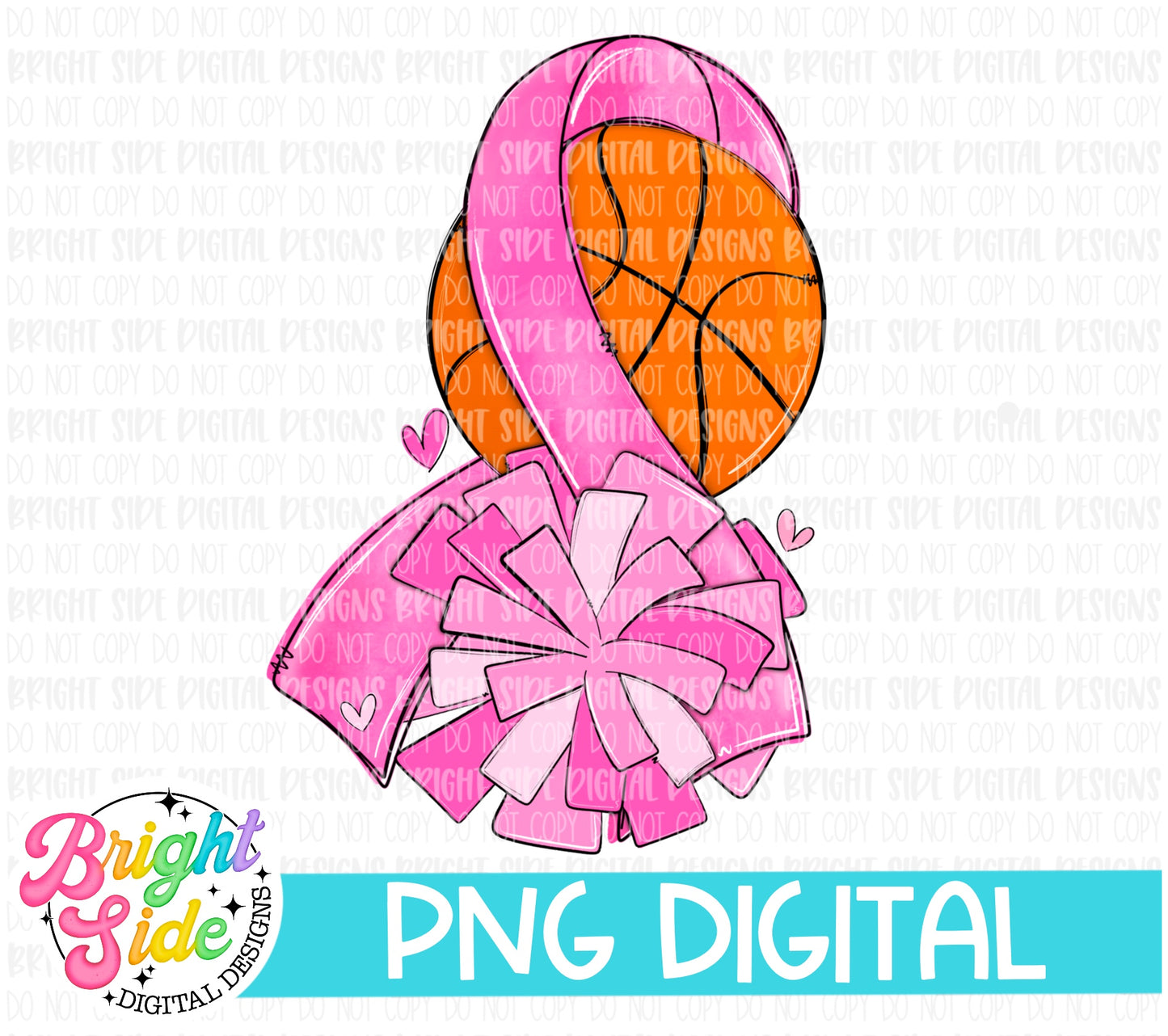 Basketball Cheer Pink Ribbon