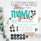 Thank You Card -Teal Leopard