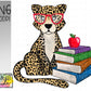 School Cheetah with book stack