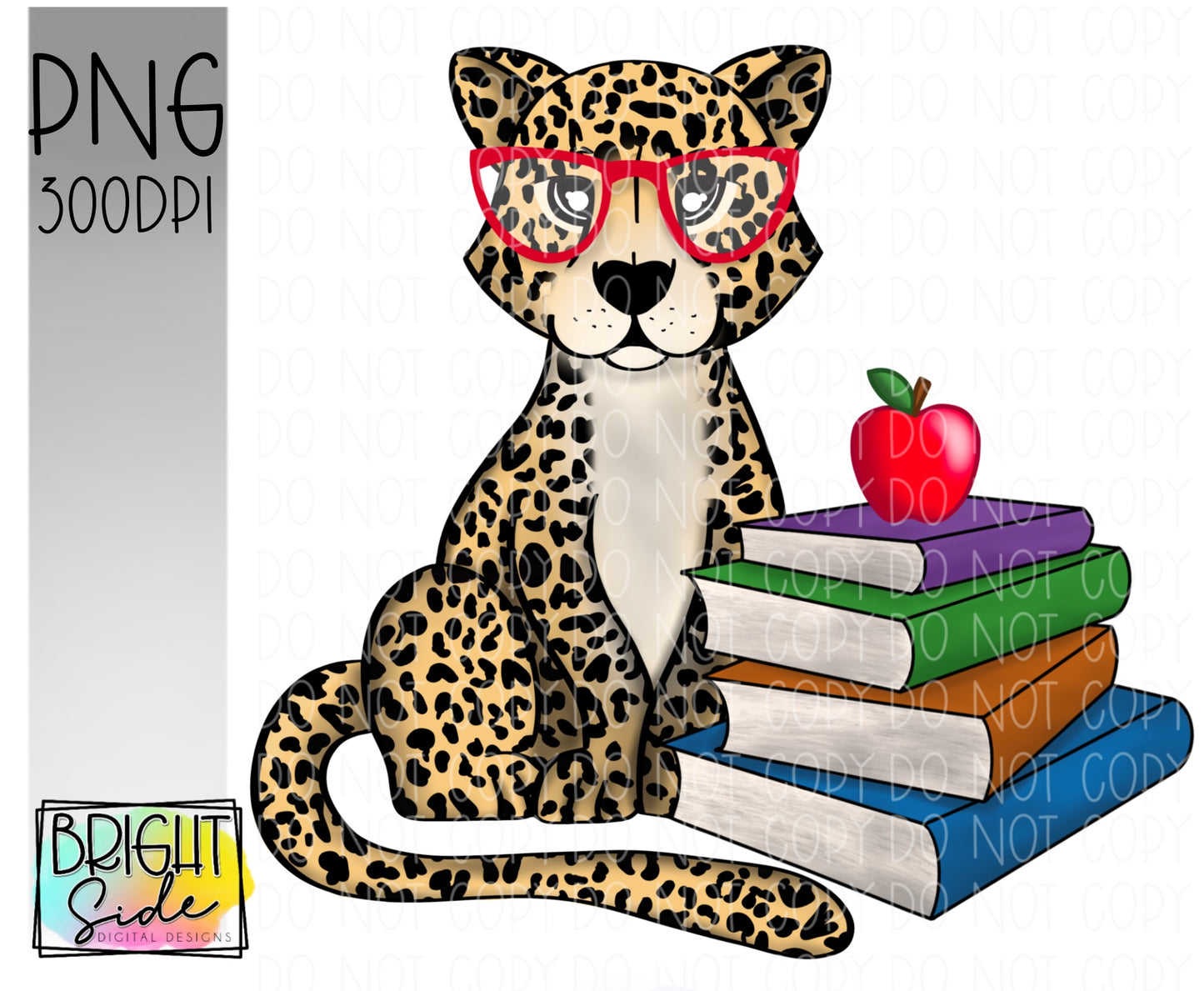 School Cheetah with book stack