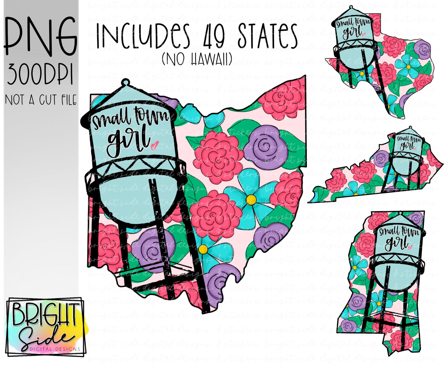 Small Town Girl floral state set (49 states)