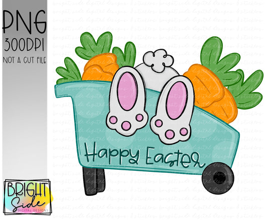 Happy Easter -bunny in wheelbarrow