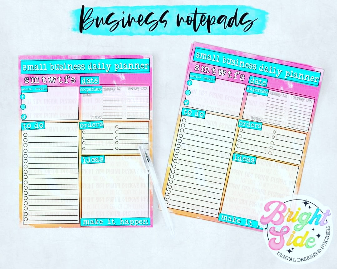 Small Business Daily Planner Notepad -Physical item