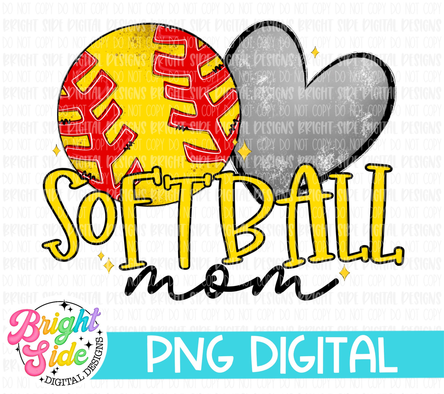 Softball Mom -Gray Heart