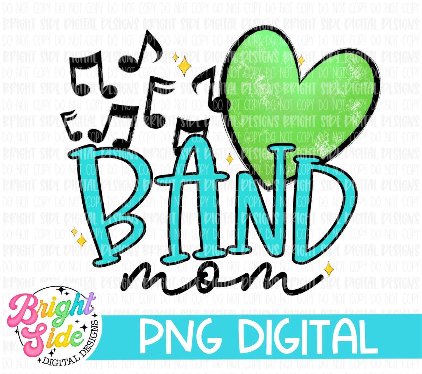 Band Mom -Green Heart