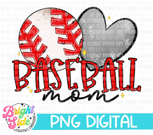 Baseball Mom -Gray Heart